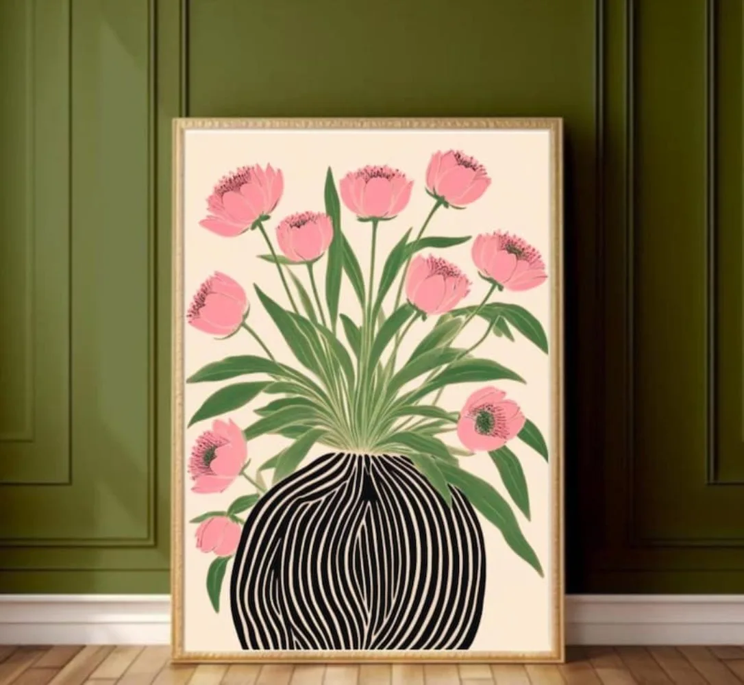 Un cartel floral sin marco, ar - Florist Supply Vases reseña y precio